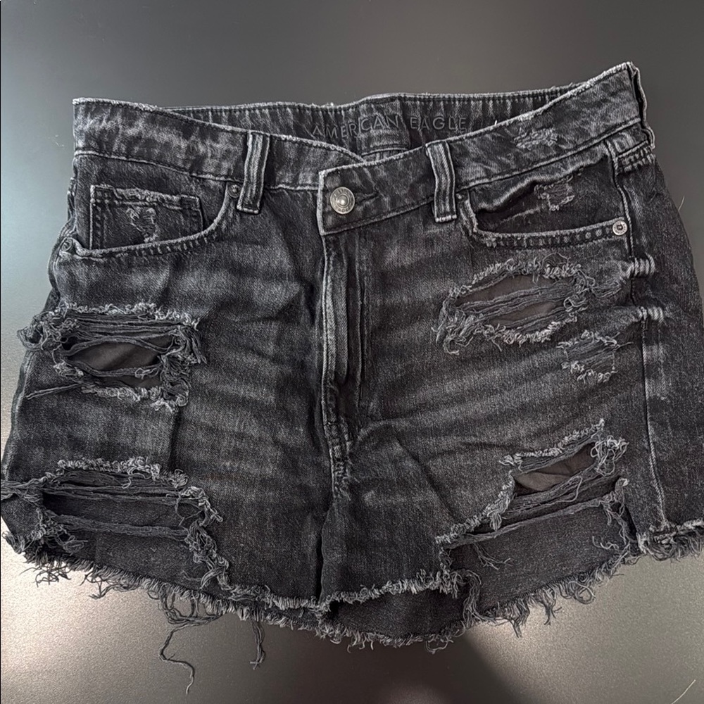 American Eagle Outfitters Black Distressed Jean Shorts